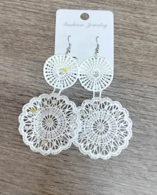 Orecchini pizzo bianco con strass