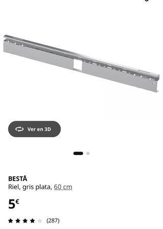 Riel BESTÅ IKEA gris plata 60 cm