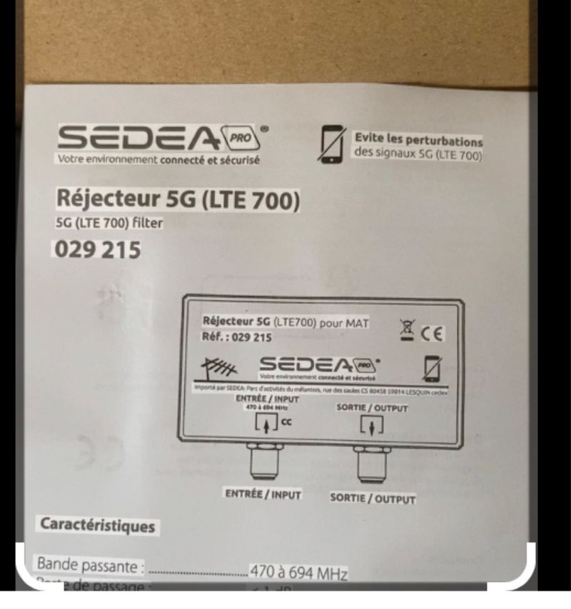 Filtro 5G (LTE 700) para antena TV SEDEA afbeelding 2