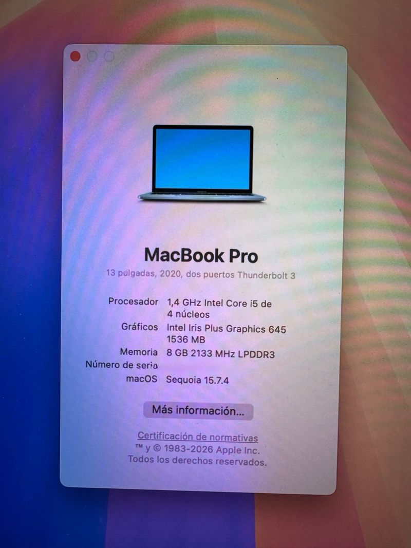 MacBook Pro 13 pulgadas 2020 Touch Bar 256Gb afbeelding 9