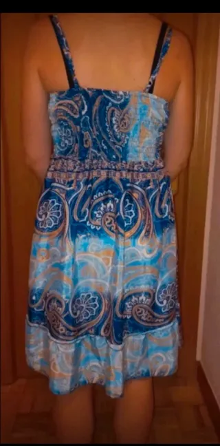 Vestido boho chic azul estampado