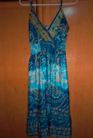 Vestido boho chic azul estampado