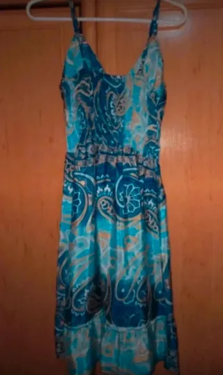 Vestido boho chic azul estampado