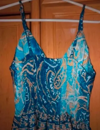 Vestido boho chic azul estampado