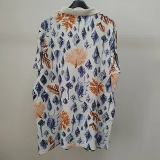 Polo GANT XL Búzios Azuis e Folhas Laranja