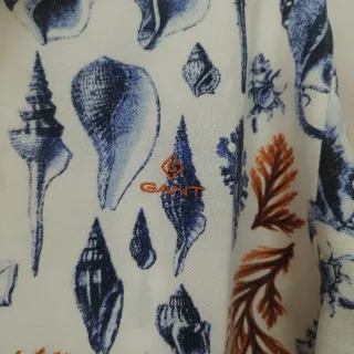 Polo GANT XL Búzios Azuis e Folhas Laranja