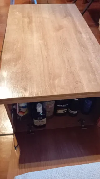 Mesa centro madera 115x65x45cm con botellero