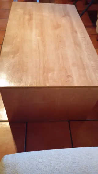 Mesa centro madera 115x65x45cm con botellero