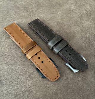 Correa de reloj de cuero marrón oscuro 22mm.