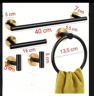 Set 5 Accesorios de baño dorados nuevos