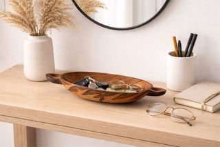 Bandeja vintage vaciabolsillos de madera tallada