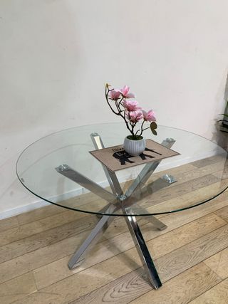 Sofá Cama Negro + Mesa Comedor Cristal