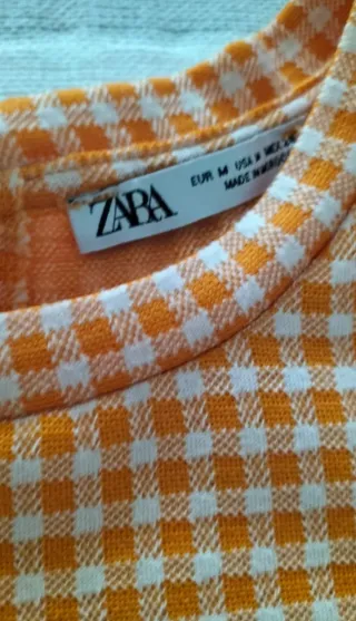 Vestido Zara cuadros beige y amarillo