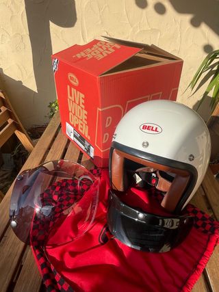 Casco Bell Blanco Cuero Marrón