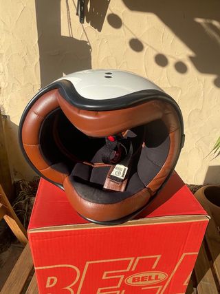 Casco Bell Blanco Cuero Marrón