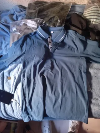 Polo manga larga azul