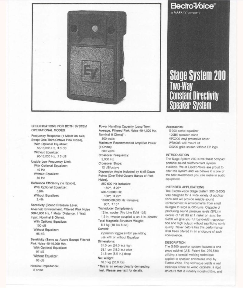 Altavoz Electro-Voice Stage System 200