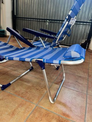 Sillas de Playa Plegables Azul y Plateado