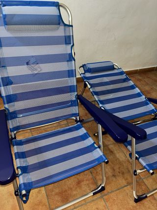 Sillas de Playa Plegables Azul y Plateado
