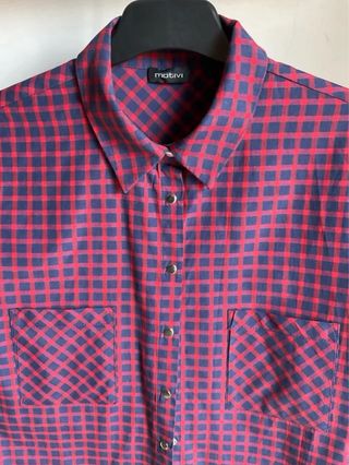 Camicia fantasia quadretti blu-rosso MOTIVI