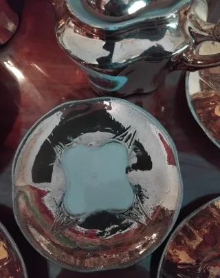 Juego de café porcelana dorada