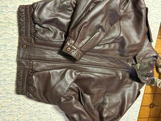 Cazadora Bomber Piel Vintage Marrón