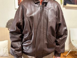 Cazadora Bomber Piel Vintage Marrón