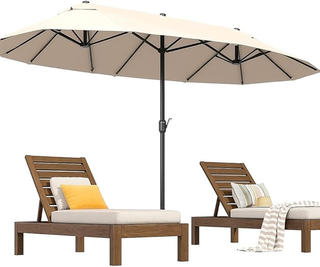 Ombrellone Doppio da Patio Rettangolare con Sistem