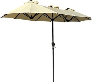 Ombrellone Doppio da Patio Rettangolare con Sistem