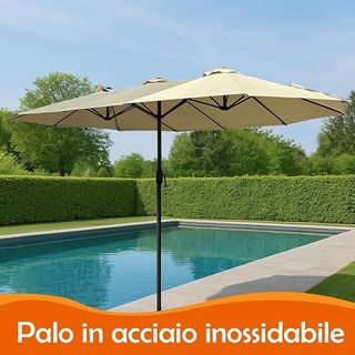 Ombrellone Doppio da Patio Rettangolare con Sistem