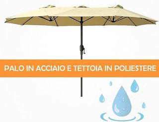 Ombrellone Doppio da Patio Rettangolare con Sistem