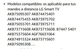 Mando sustitución LG Smart TV AKB75095308. Nuevo