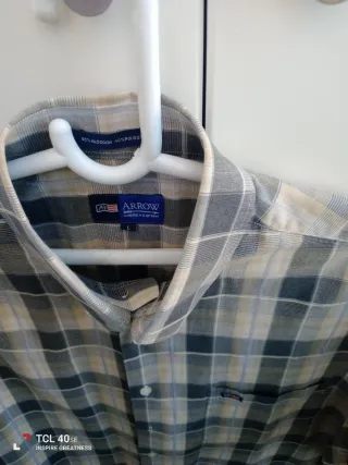 * Camisa Arrow Cuadros Beige y Gris Talla L