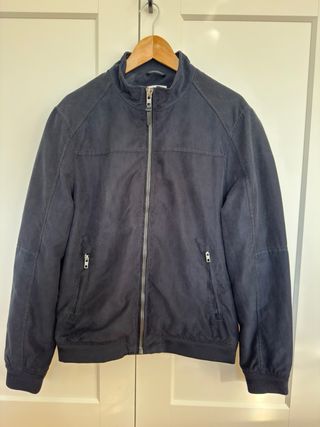 Chaqueta bomber azul marino efecto ante