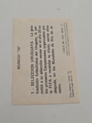 Cromos Uruguay Mundial 1974 Fher