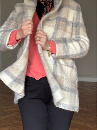 Chaquetón cuadros Sezane Beige/Gris