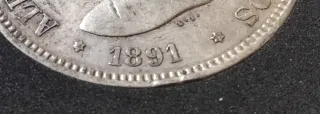 Moneda 5 Pesetas 1891 Plata