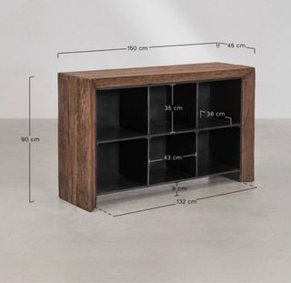 2 Consolas de madera reciclada y metal.