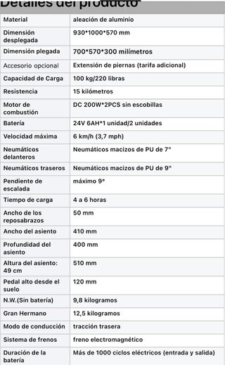 Silla de ruedas eléctrica ligera
