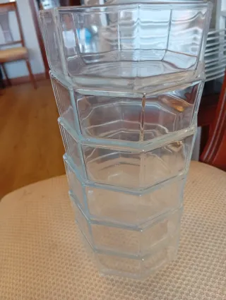 6 Vasos Cristal Octogonales