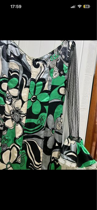 Vestido Flamenca Estampado Verde