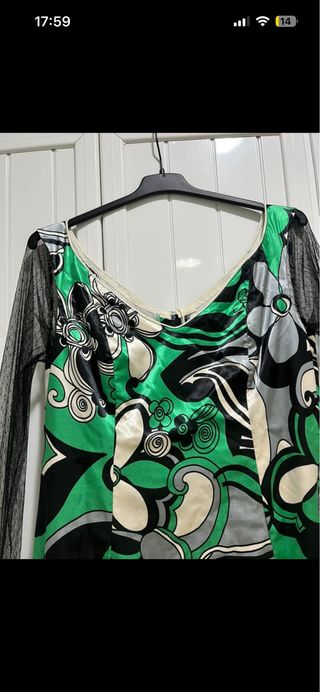 Vestido Flamenca Estampado Verde