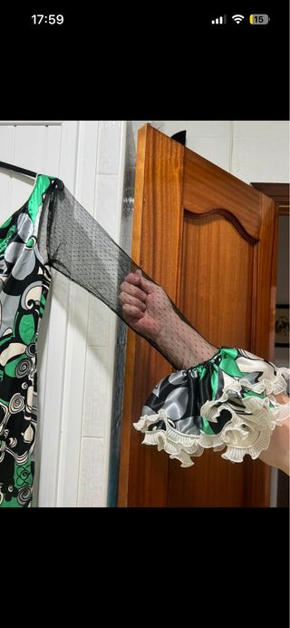 Vestido Flamenca Estampado Verde