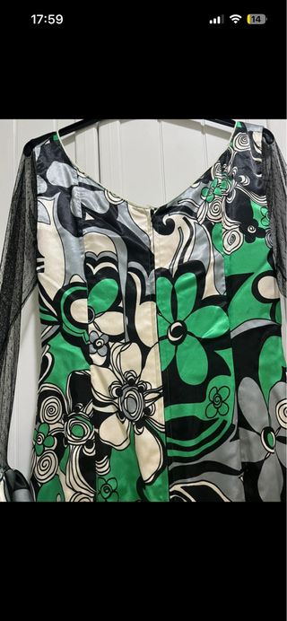 Vestido Flamenca Estampado Verde