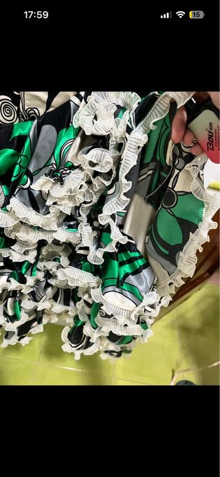 Vestido Flamenca Estampado Verde