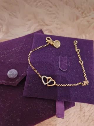 Pulsera plata 925 oro rosa 18K y corazón