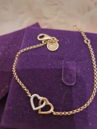 Pulsera plata 925 oro rosa 18K y corazón