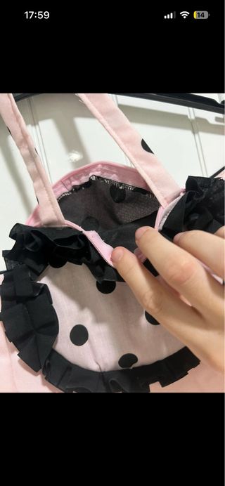 Falda flamenca rosa palo lunares negros