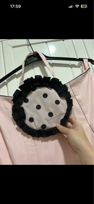 Falda flamenca rosa palo lunares negros