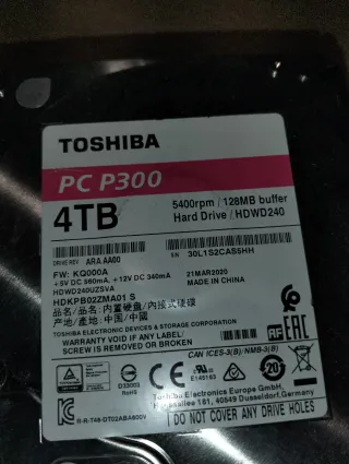 Disco Duro 4TB Toshiba P300 3.5 SATA3 HDD